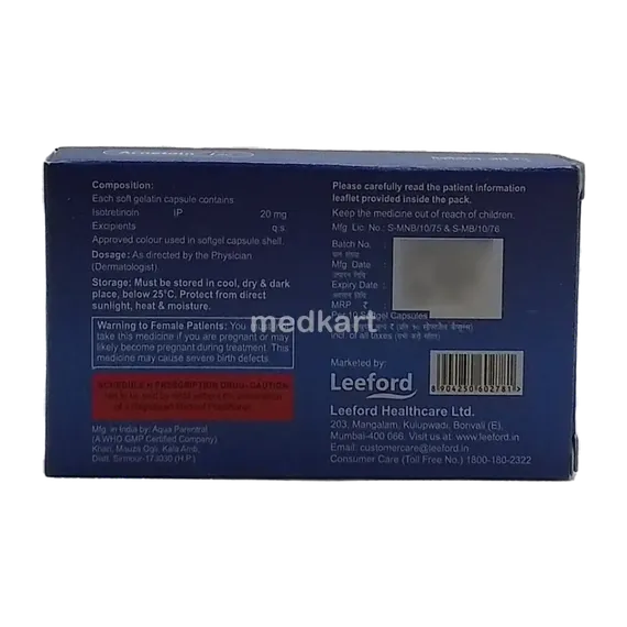 acnetoin i 20 softgel capsule 10's